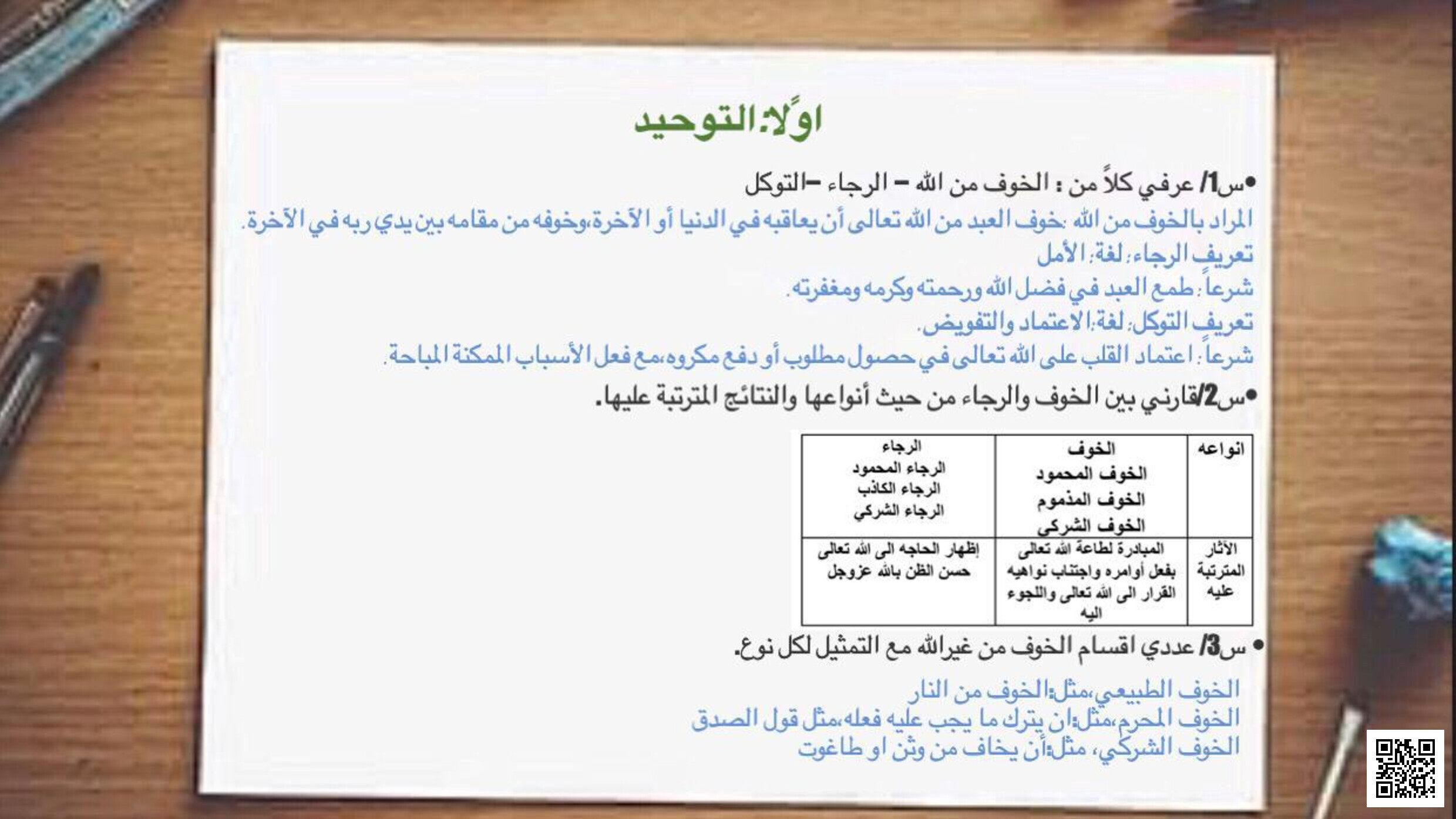 ملخص شامل هام جدا للاختبار - دراسات اسلامية - الصف الصف الأول المتوسط - الفصل الفصل الثالث