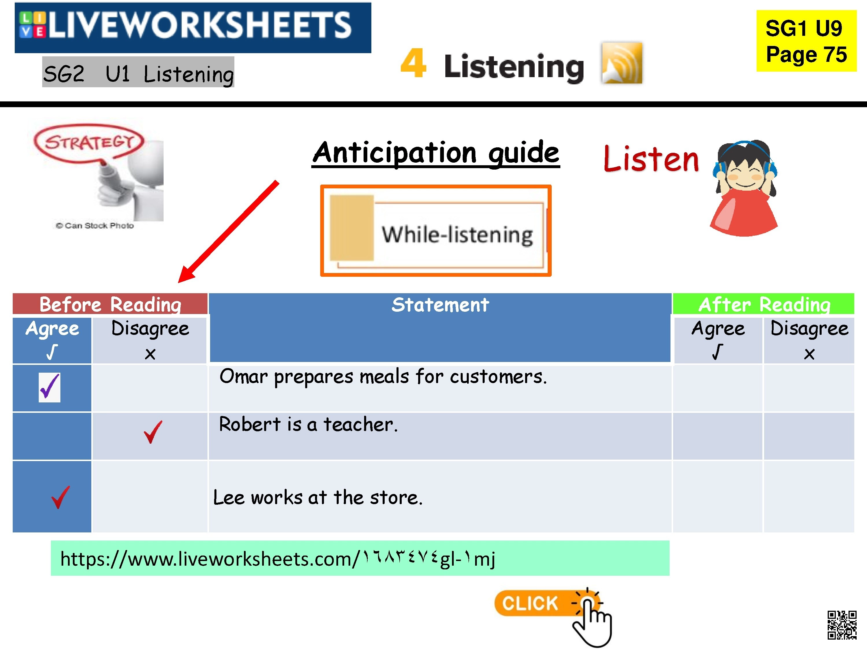 نشاط استماع تعليمي منزلي لوحدة ما هي مهنتك - لغة انجليزية - الصف الصف الأول المتوسط - الفصل الفصل الثاني