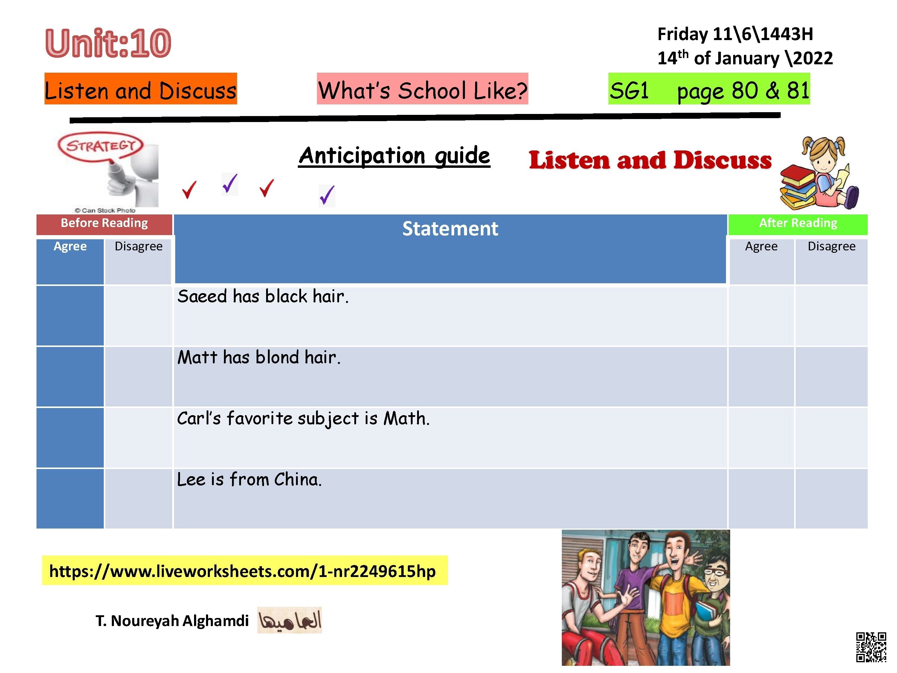 الدرس1 الوحدة10 ورقة عمل تطبيقية لمهارة وصف المظهر الخارجي Worksheet - لغة انجليزية - الصف الصف الأول المتوسط - الفصل الفصل الثاني