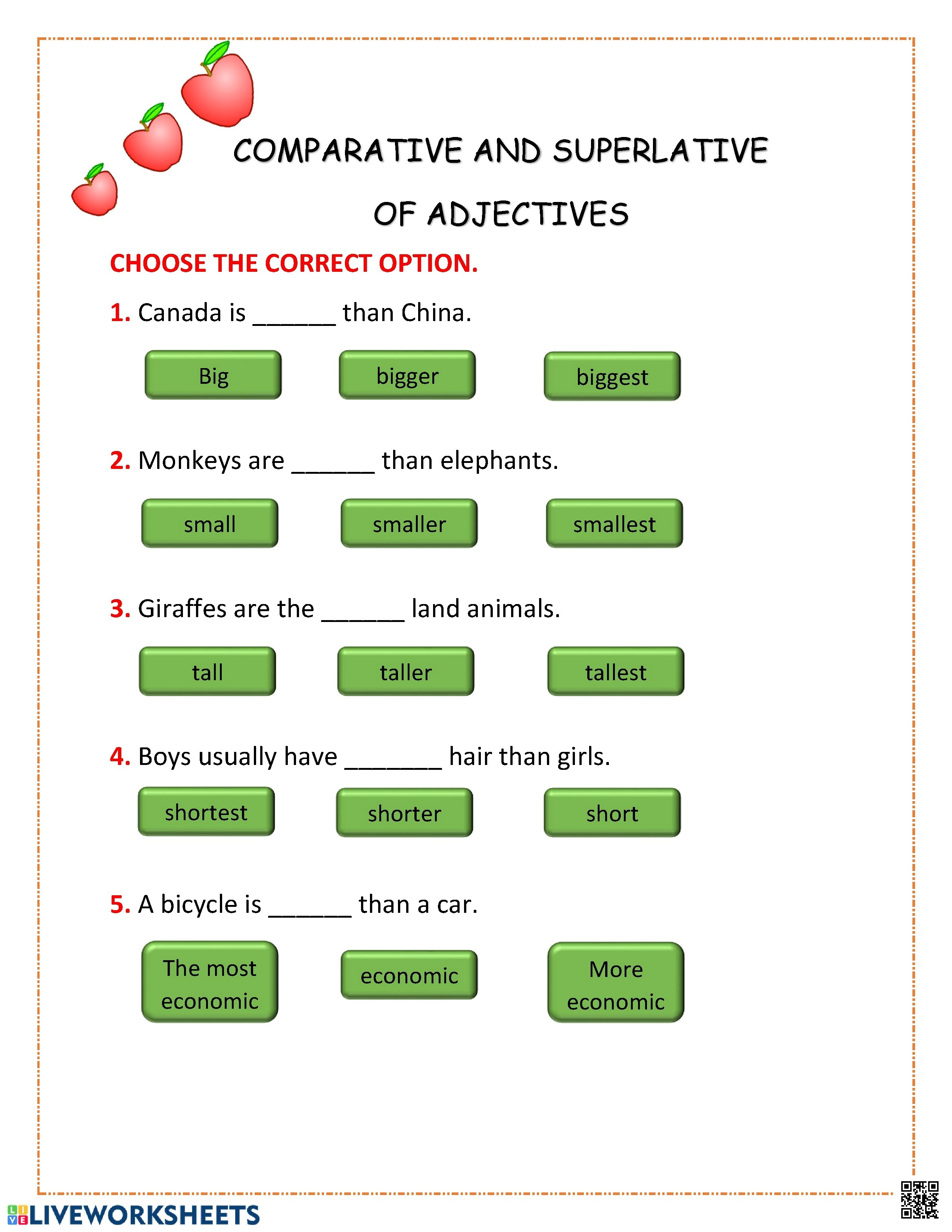 الدرس2 الوحدة11 تمرين تطبيقي لقواعد المقارنة والتفضيل في الصفات - لغة انجليزية - الصف الصف الثاني المتوسط - الفصل الفصل الثاني