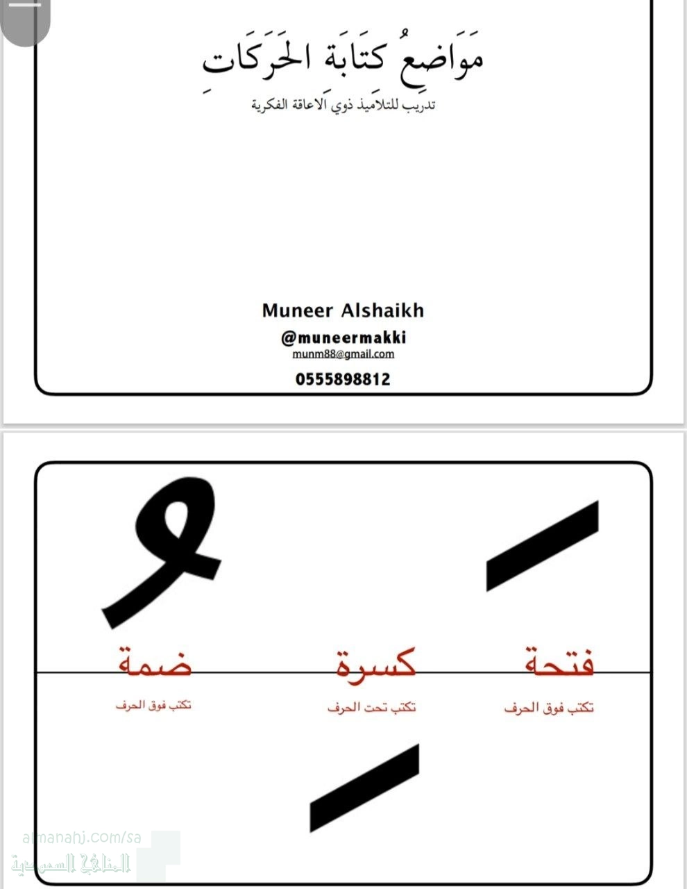 مواضع كتابة الحركات