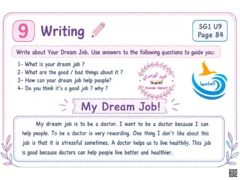 تمارين مهارة الكتابة My Dream Job